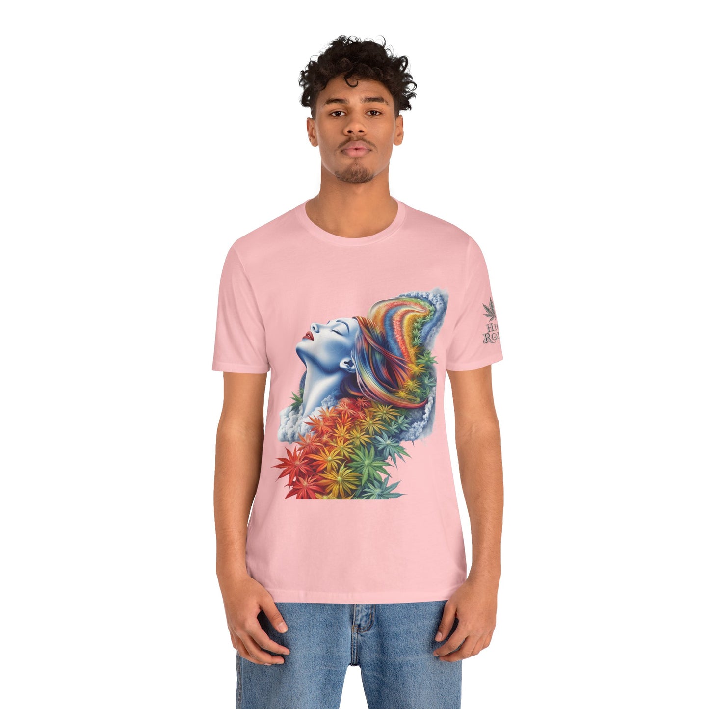 Rainbow Bloom Tee - Premium Airlume Cotton Cannabis Culture Spectrum Goddess Art
