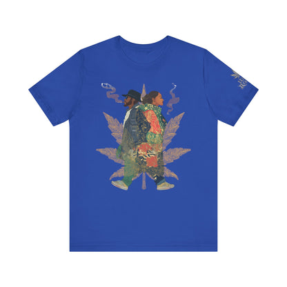 High Roller Back to Back Cannabis T-Shirt - Premium 420 Hip-Hop Duo Golden Leaf Street Culture Partnership Unity Apparel