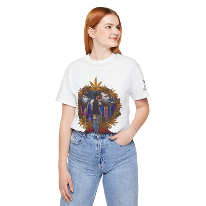 High Roller Red Carpet Cannabis T-Shirt - Premium 420 Hip-Hop Legacy Golden Frame Street Culture Artistic Portrait Apparel