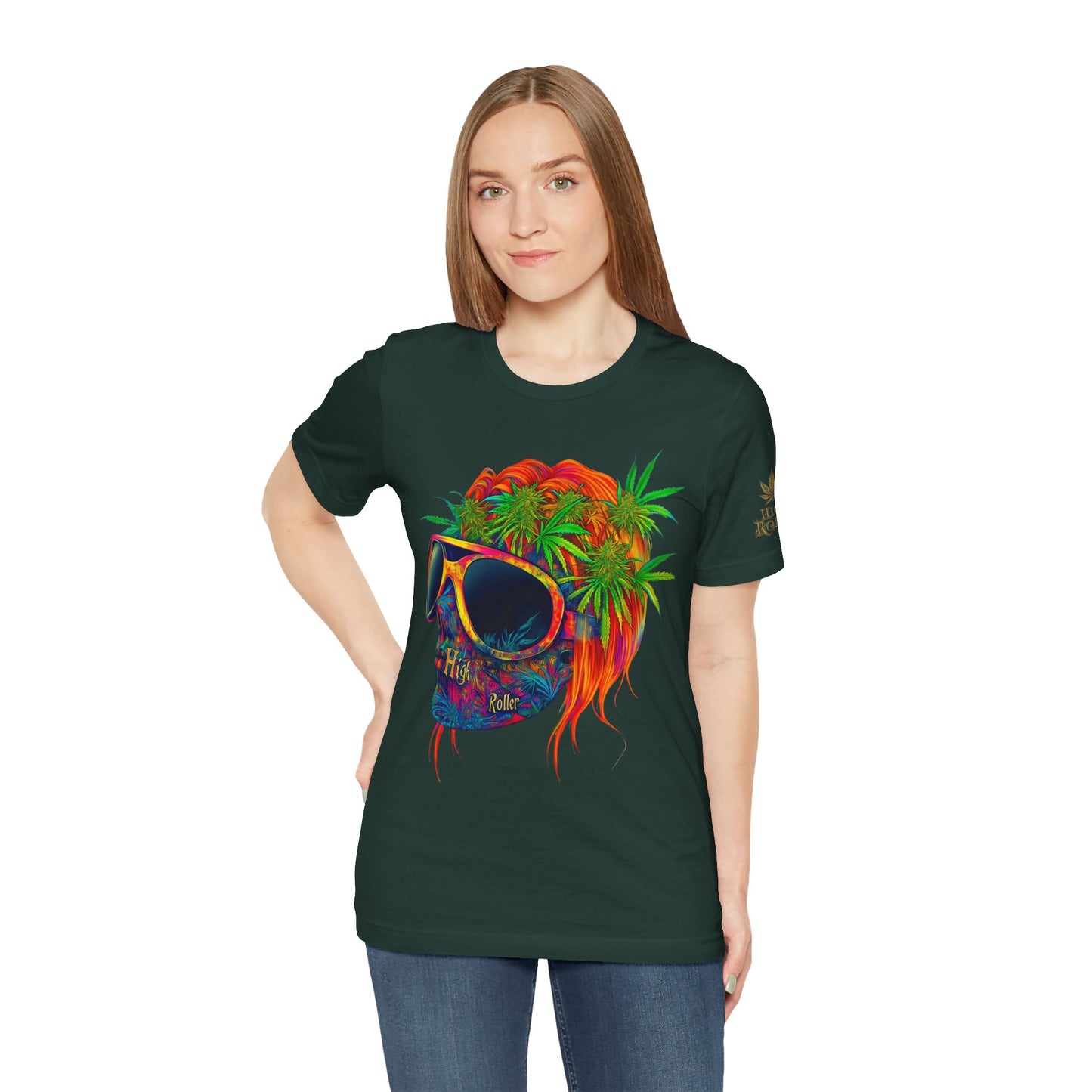Tropical Cannabis Skull Tee - Paradise Vibes Art Design | High Roller