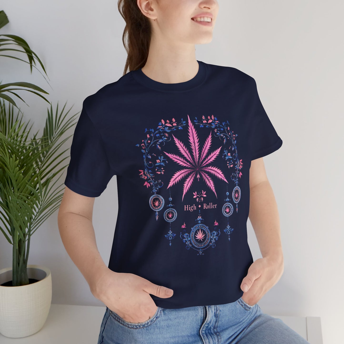 Bohemian Cannabis Mandala Tee - Floral Folk Art Design | High Roller