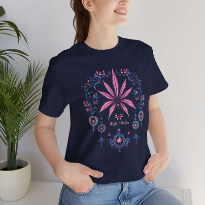 Bohemian Cannabis Mandala Tee - Floral Folk Art Design | High Roller