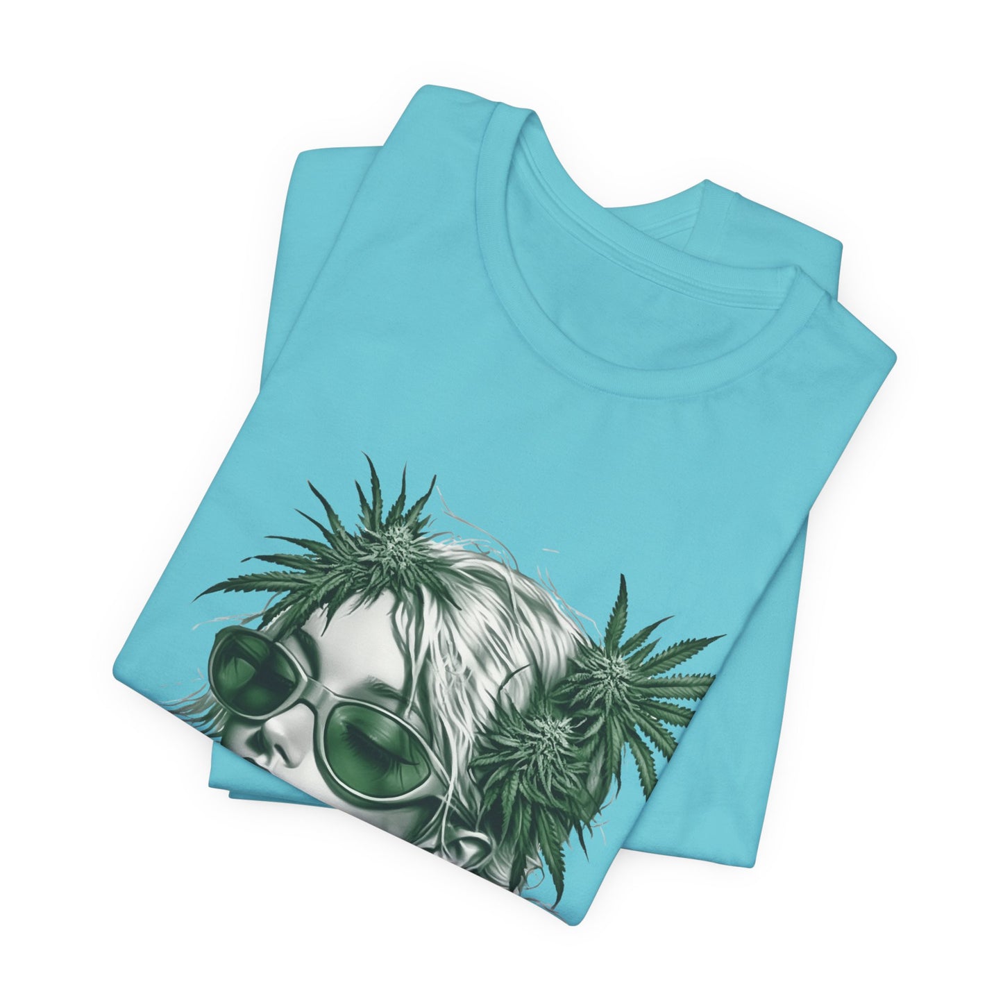 Green Queen T-Shirt - Premium Airlume Cotton Cannabis Crown Portrait Art Tee