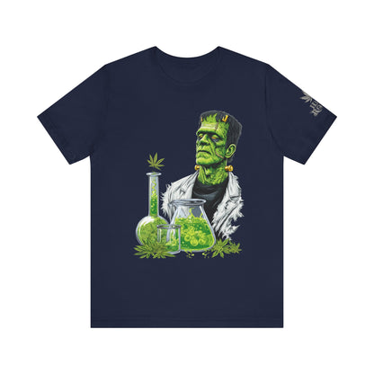 Frankenstein's Laboratory HIGH ROLLER Halloween Cannabis T-Shirt - Premium Monster Scientist 420 Experiment Apparel