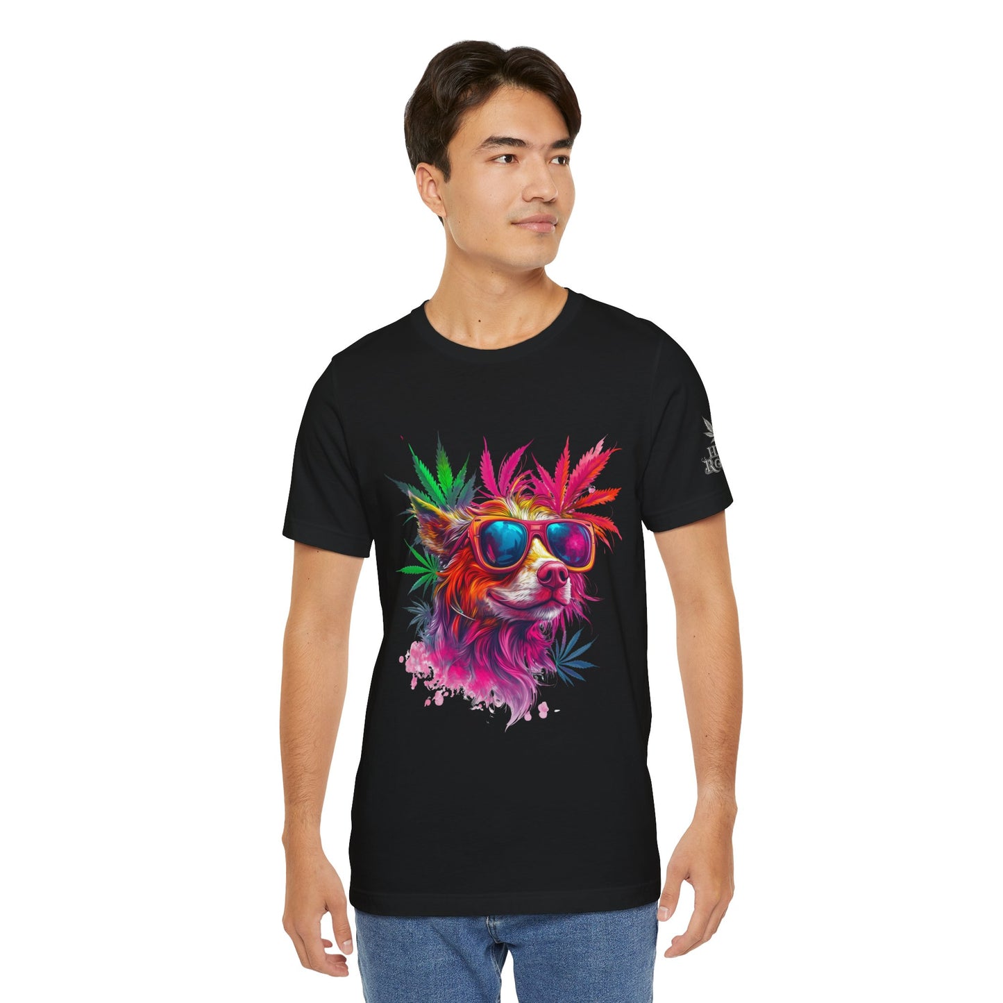 Spectrum Pup Tee - Premium Airlume Cotton Cannabis Culture Psychedelic Dog Art