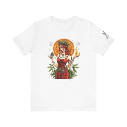 High Roller Priestess T-Shirt - Premium Airlume Cotton Cannabis Goddess Mandala Art Tee