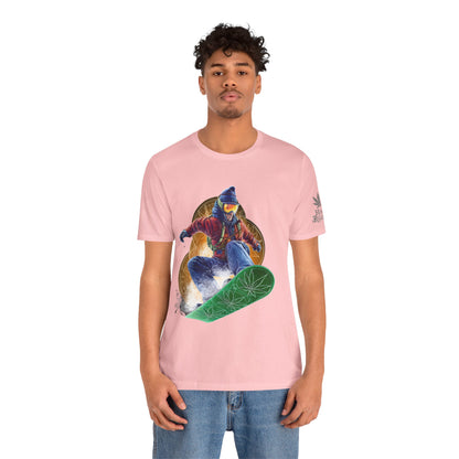High Roller Snowboard Cannabis T-Shirt - Premium 420 Winter Sports Action Shred Mountain Lifestyle Apparel