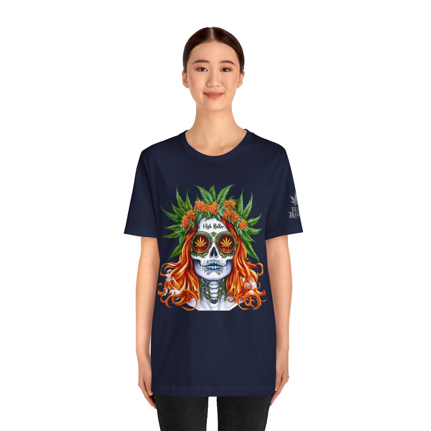 Sugar Skull Goddess Tee - Premium Airlume Cotton Cannabis Culture Day of Dead Art