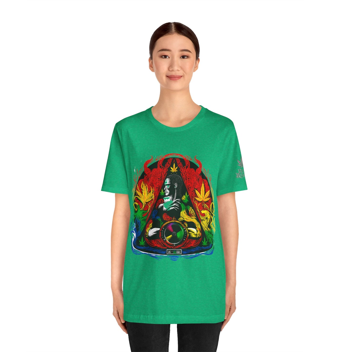 High Roller Sacred Buddha Cannabis T-Shirt - Premium 420 Spiritual Meditation Enlightenment Botanical Artistry Apparel