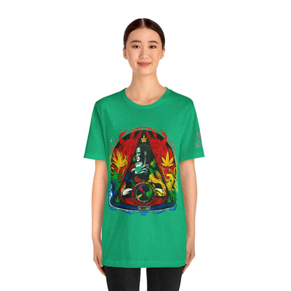 High Roller Sacred Buddha Cannabis T-Shirt - Premium 420 Spiritual Meditation Enlightenment Botanical Artistry Apparel