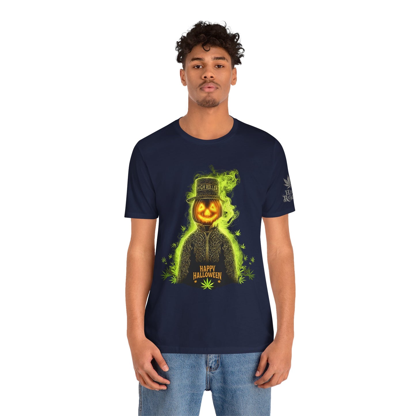 Spectral Pumpkin HIGH ROLLER Halloween T-Shirt - Premium Dark Cannabis Apparel