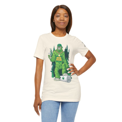 Bigfoot HIGH ROLLER Halloween Cannabis Forest T-Shirt - Premium Sasquatch Lifestyle Legend 420 Apparel