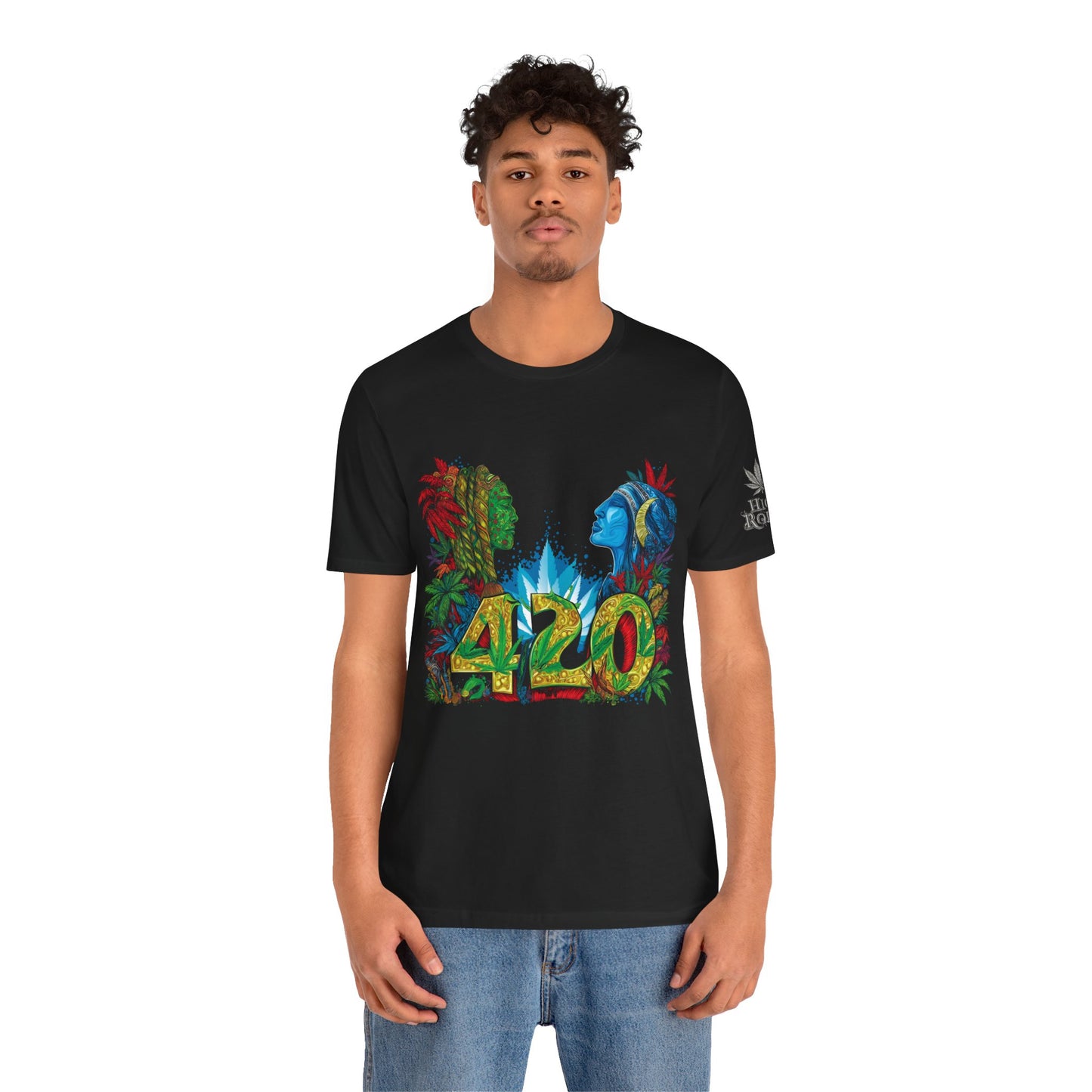 420 Celebration Premium Cannabis Culture T-Shirt - Dual Profile Art With Nature Elements And Bold 420 Typography