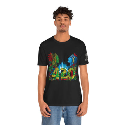 420 Celebration Premium Cannabis Culture T-Shirt - Dual Profile Art With Nature Elements And Bold 420 Typography