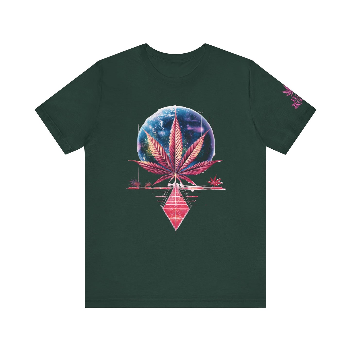 Cosmic Paradise Tee - Premium Airlume Cotton Cannabis Culture Vaporwave Tropical Art