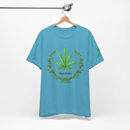 Cannabis Crest Wreath Tee - Botanical Elegance Art Design | High Roller