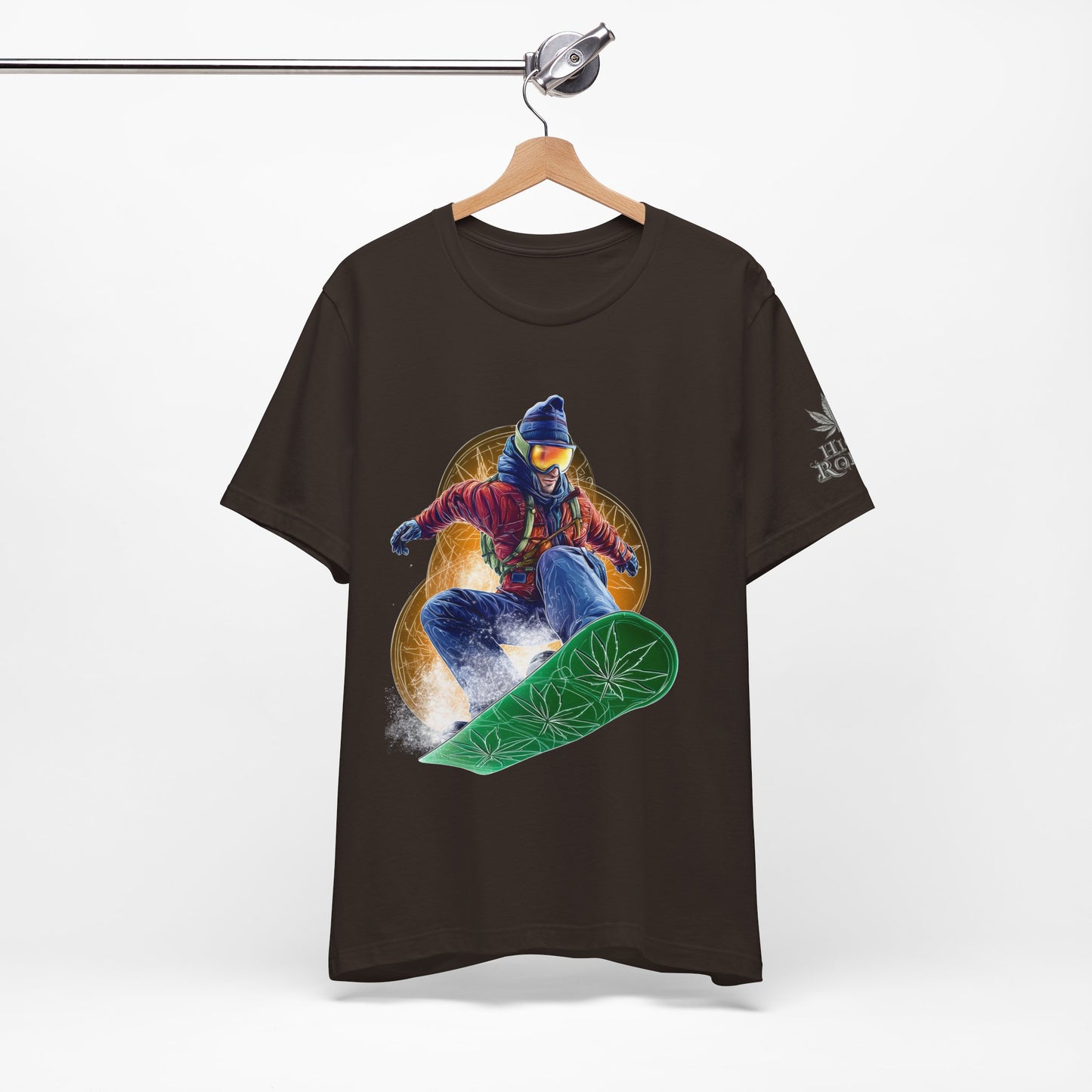 High Roller Snowboard Cannabis T-Shirt - Premium 420 Winter Sports Action Shred Mountain Lifestyle Apparel