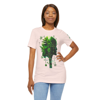 Digital Mind Tee - Premium Airlume Cotton Cannabis Culture Tech Art Matrix Design