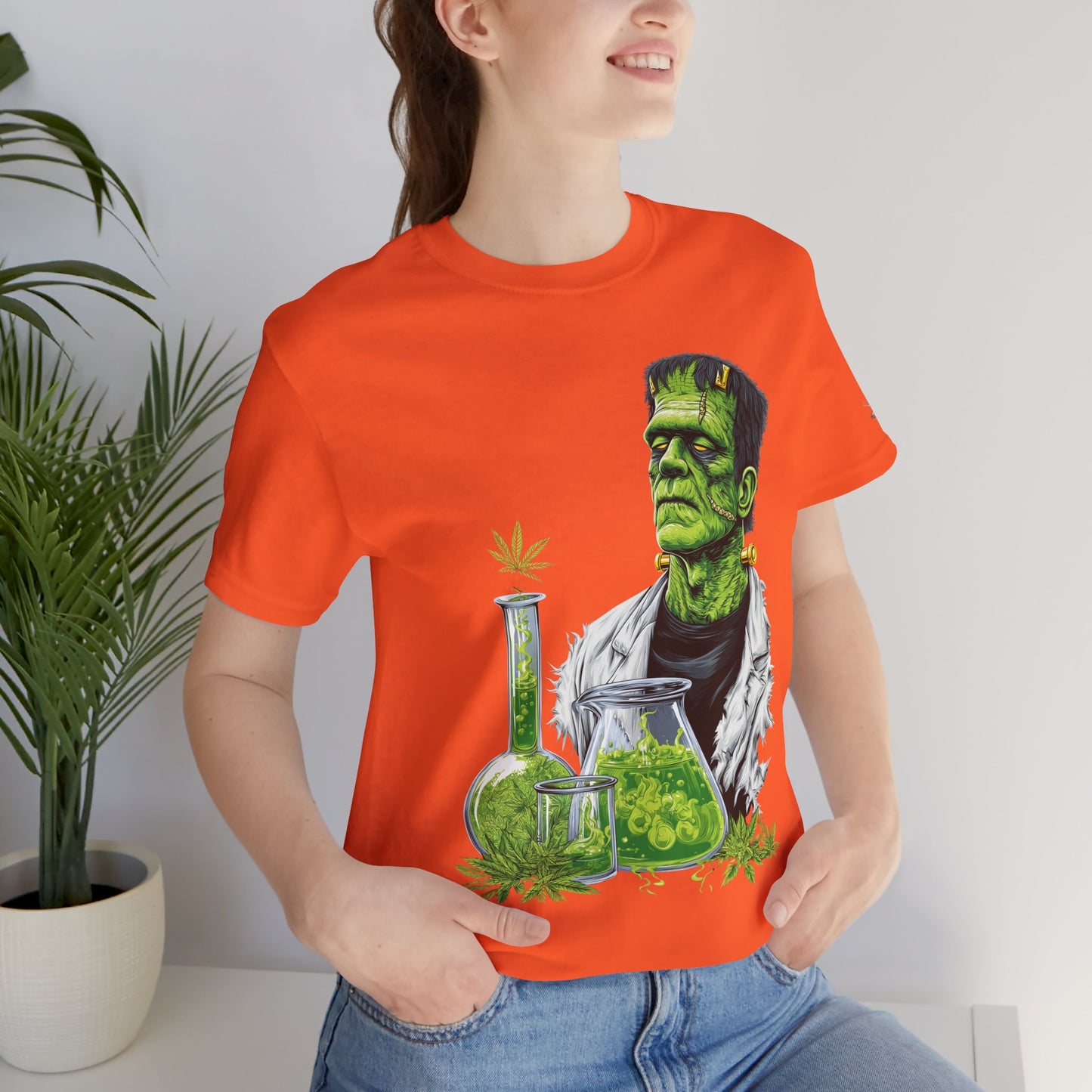 Frankenstein's Laboratory HIGH ROLLER Halloween Cannabis T-Shirt - Premium Monster Scientist 420 Experiment Apparel