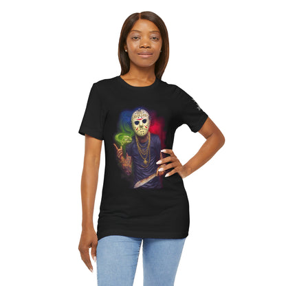 Crystal Lake Kush Jason Cannabis T-Shirt - Premium Horror 420 Black Edition Apparel"