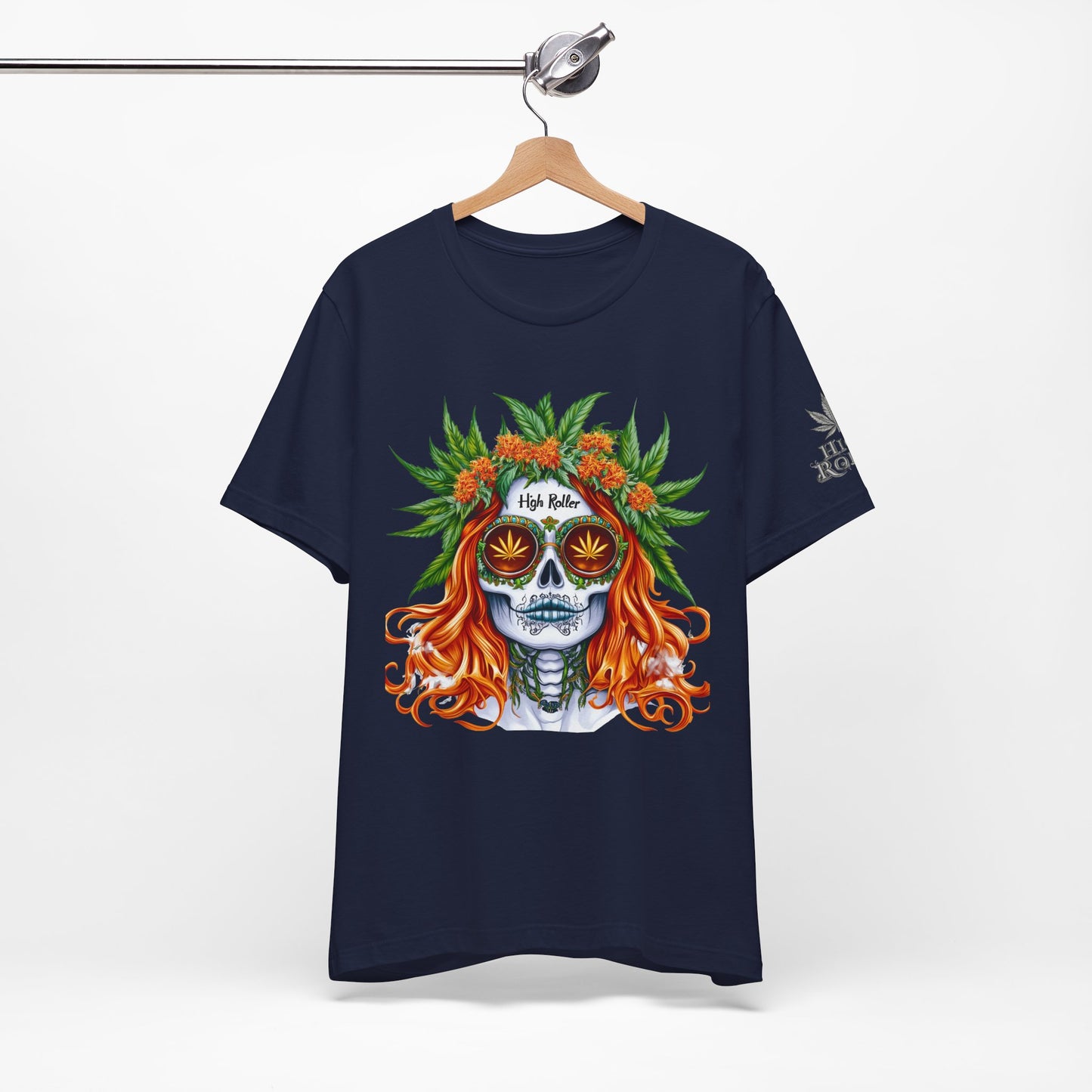 Sugar Skull Goddess Tee - Premium Airlume Cotton Cannabis Culture Day of Dead Art