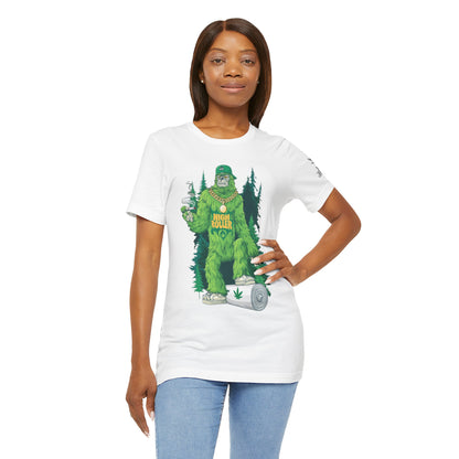 Bigfoot HIGH ROLLER Halloween Cannabis Forest T-Shirt - Premium Sasquatch Lifestyle Legend 420 Apparel