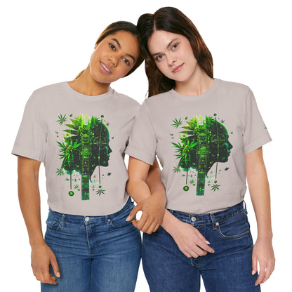 Digital Mind Tee - Premium Airlume Cotton Cannabis Culture Tech Art Matrix Design