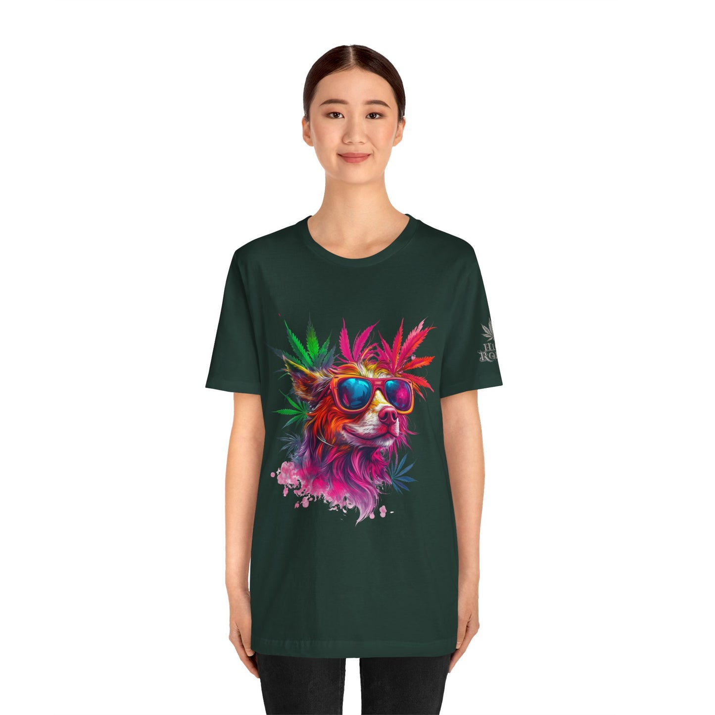 Spectrum Pup Tee - Premium Airlume Cotton Cannabis Culture Psychedelic Dog Art