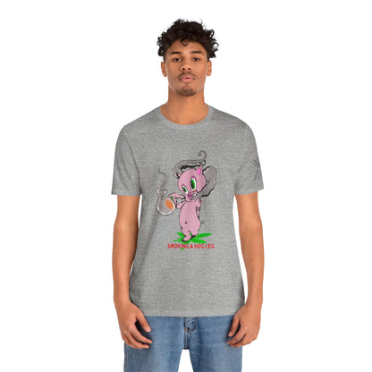 Smoking Hog Leg Pink Pig Tee - Premium Airlume Cotton Cannabis Culture Art