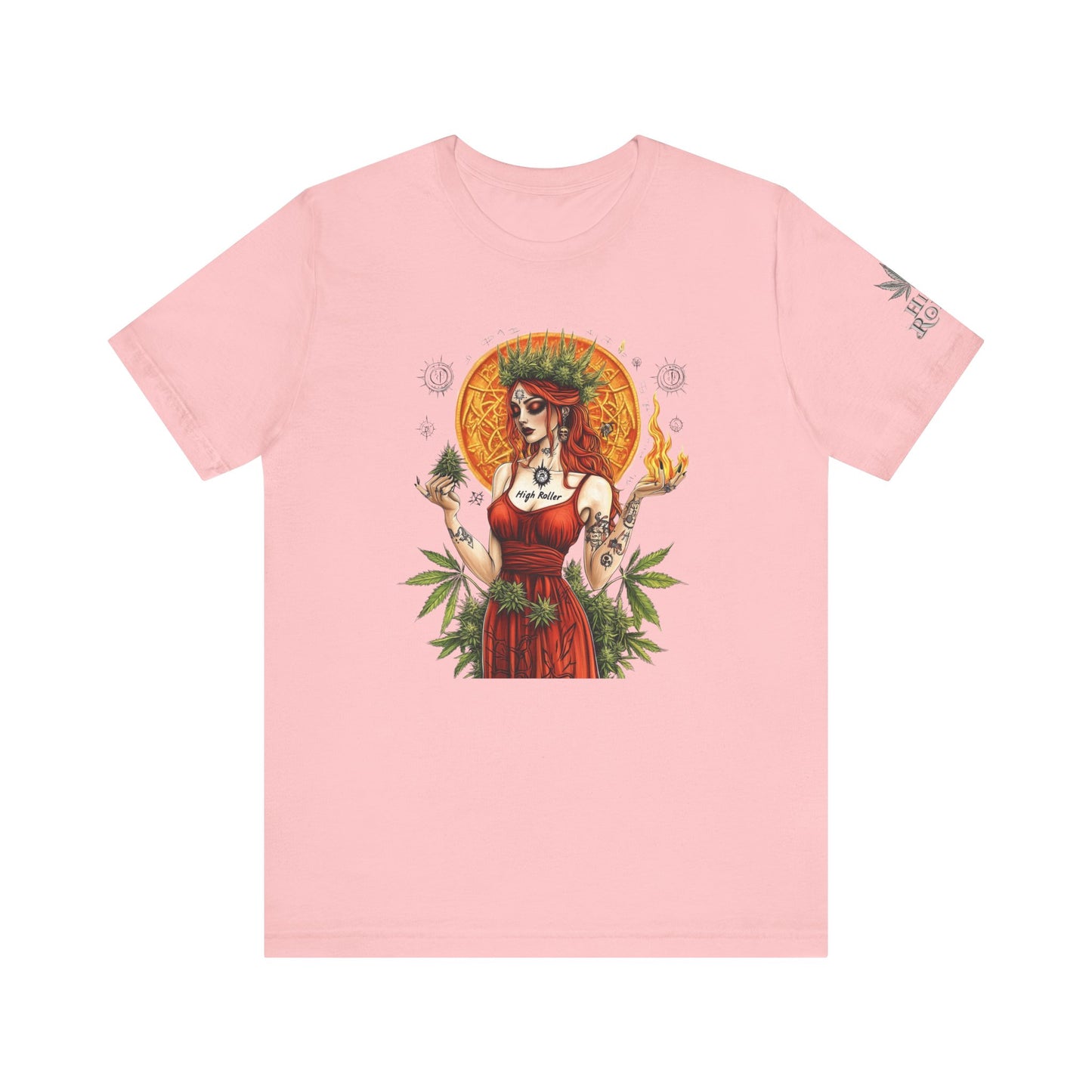 High Roller Priestess T-Shirt - Premium Airlume Cotton Cannabis Goddess Mandala Art Tee