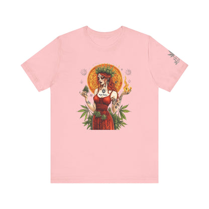 High Roller Priestess T-Shirt - Premium Airlume Cotton Cannabis Goddess Mandala Art Tee