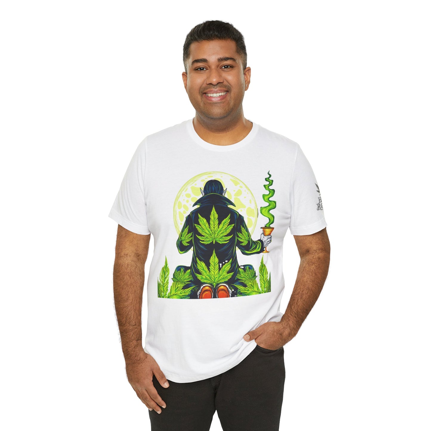 Luxury Gothic Cannabis Vampire T-Shirt - Premium Dark HIGH ROLLER Streetwear - Elevated Nocturnal 420 Fashion