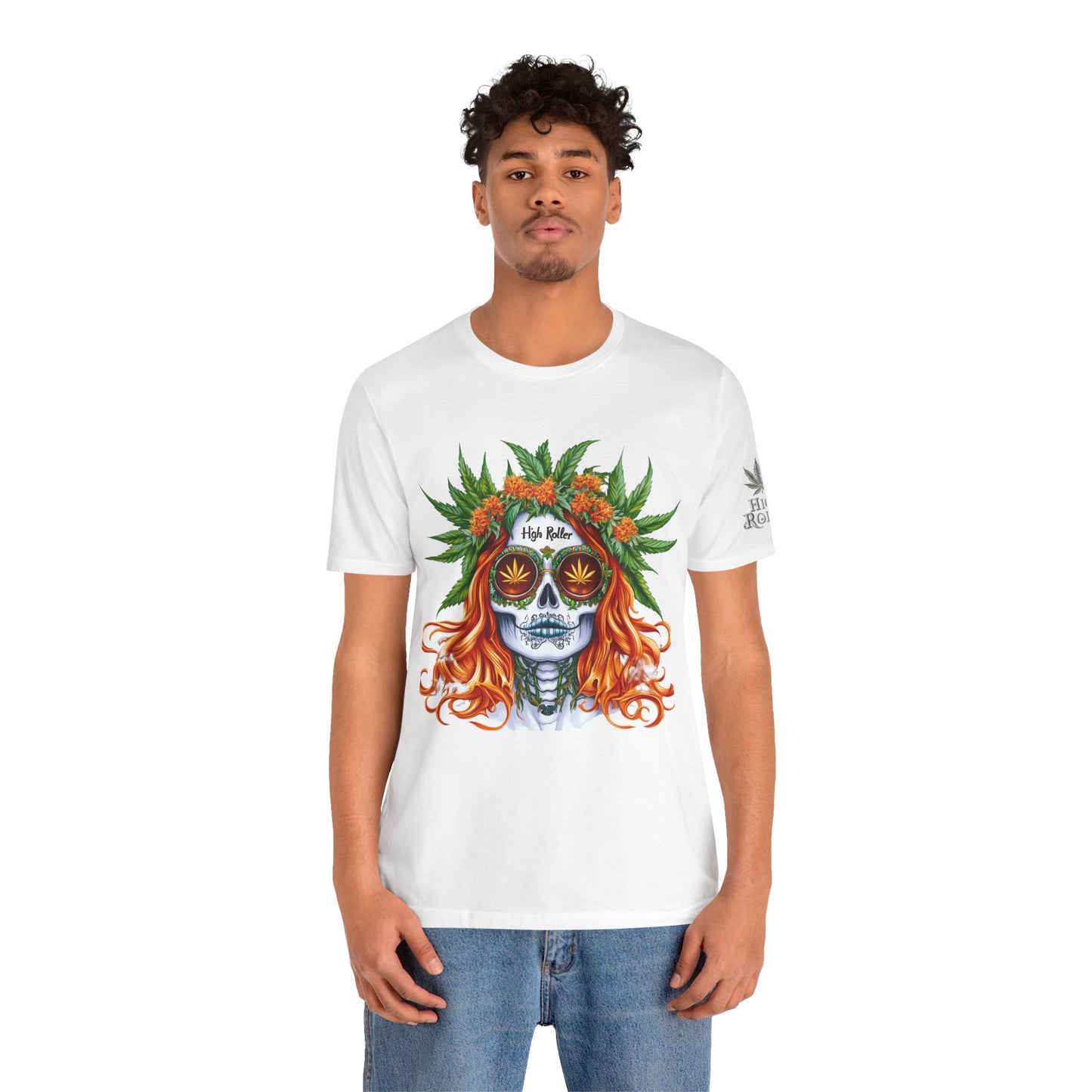 Sugar Skull Cannabis Tee - Day of Dead Art Design | High Roller