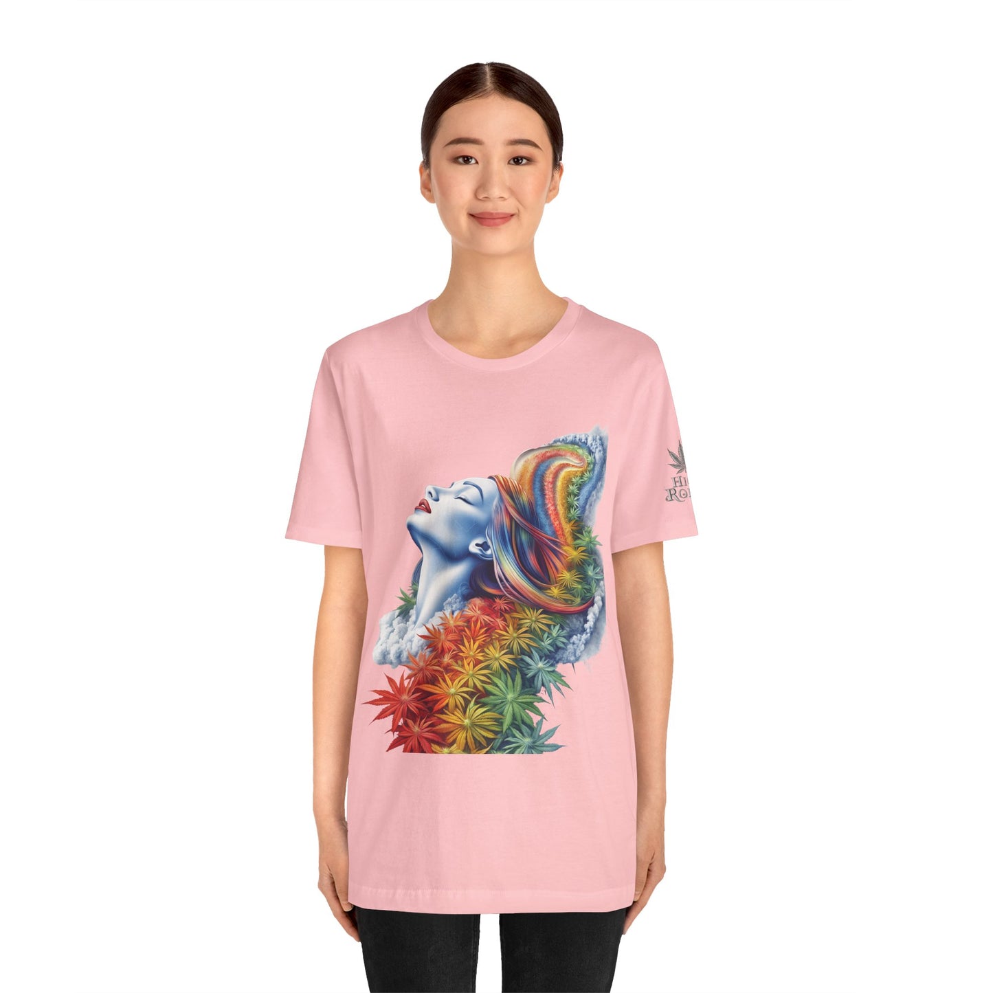 Rainbow Bloom Tee - Premium Airlume Cotton Cannabis Culture Spectrum Goddess Art