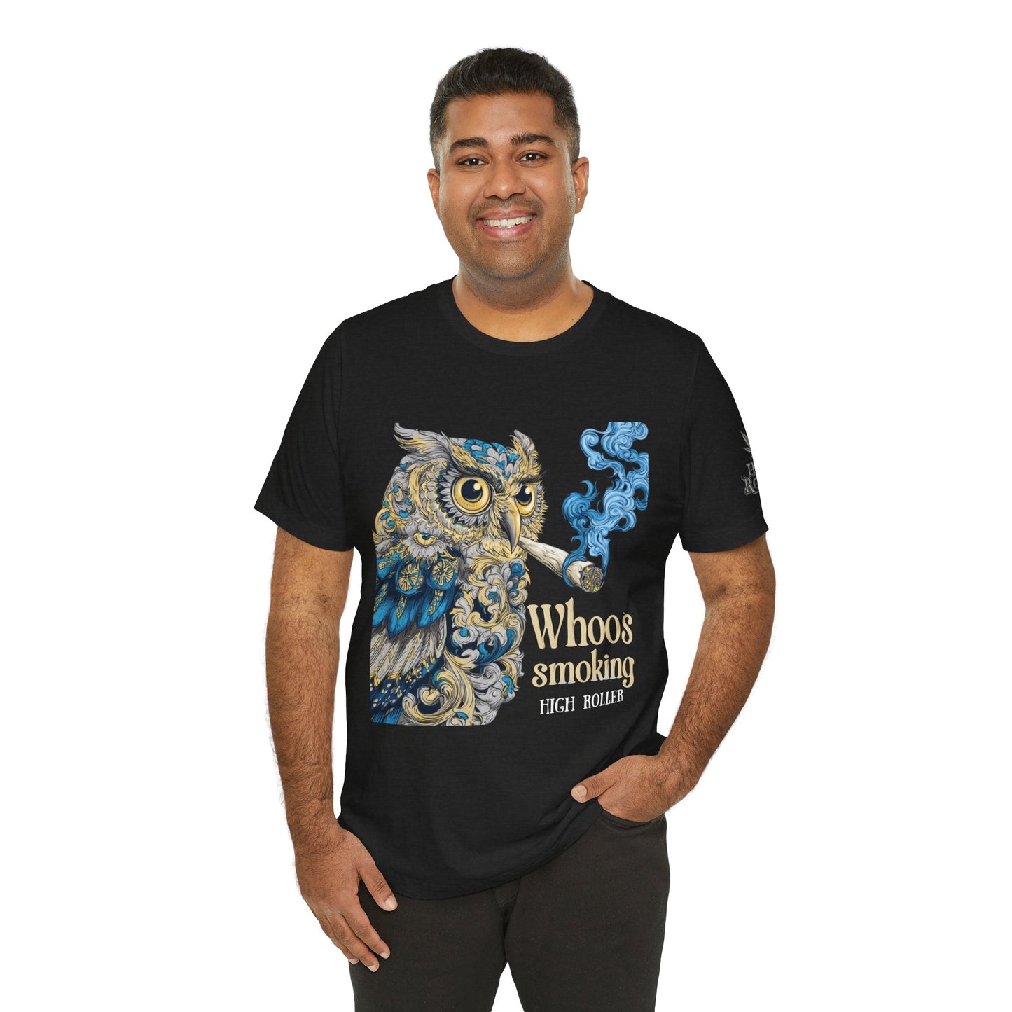 Baroque Owl Tee - Premium Airlume Cotton Cannabis Culture Ornate Bird Art