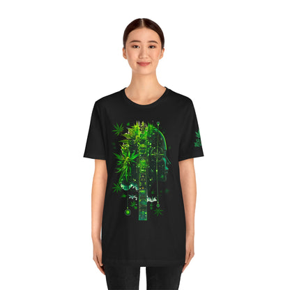 Digital Mind Tee - Premium Airlume Cotton Cannabis Culture Tech Art Matrix Design