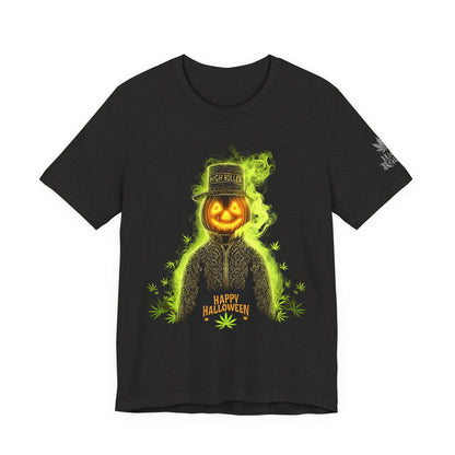 Spectral Pumpkin HIGH ROLLER Halloween T-Shirt - Premium Dark Cannabis Apparel