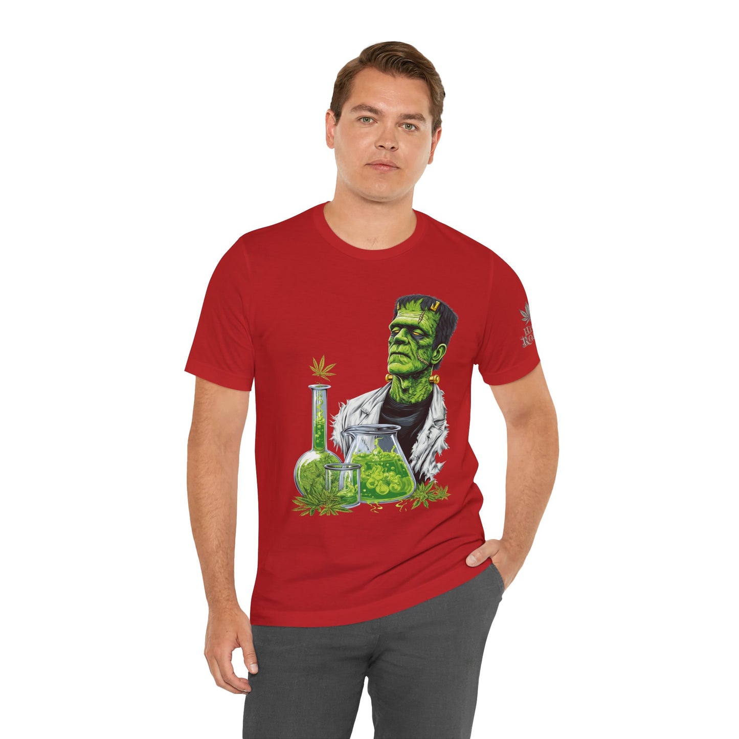 Frankenstein's Laboratory HIGH ROLLER Halloween Cannabis T-Shirt - Premium Monster Scientist 420 Experiment Apparel