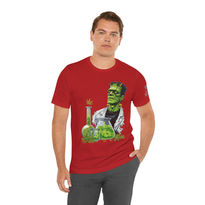 Frankenstein's Laboratory HIGH ROLLER Halloween Cannabis T-Shirt - Premium Monster Scientist 420 Experiment Apparel