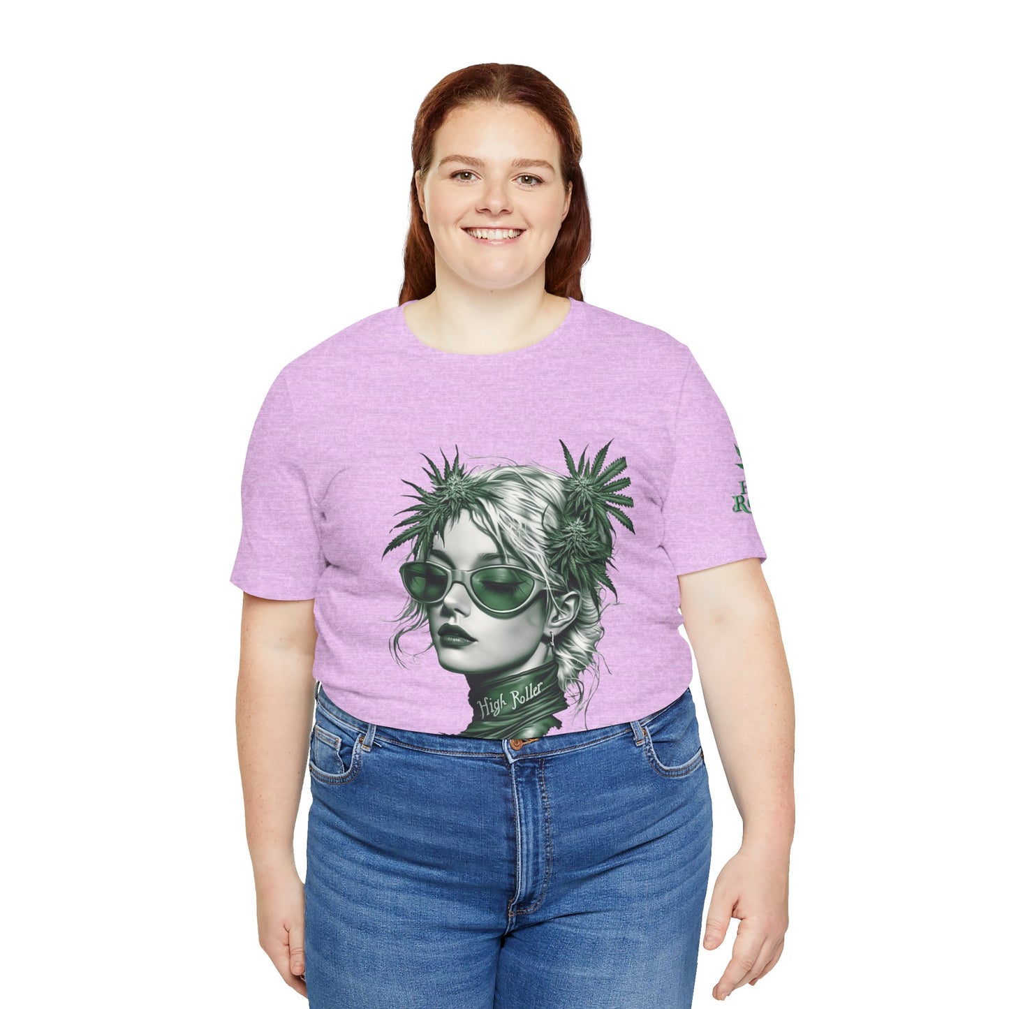 Green Queen T-Shirt - Premium Airlume Cotton Cannabis Crown Portrait Art Tee