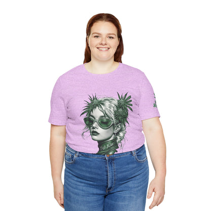 Green Queen T-Shirt - Premium Airlume Cotton Cannabis Crown Portrait Art Tee