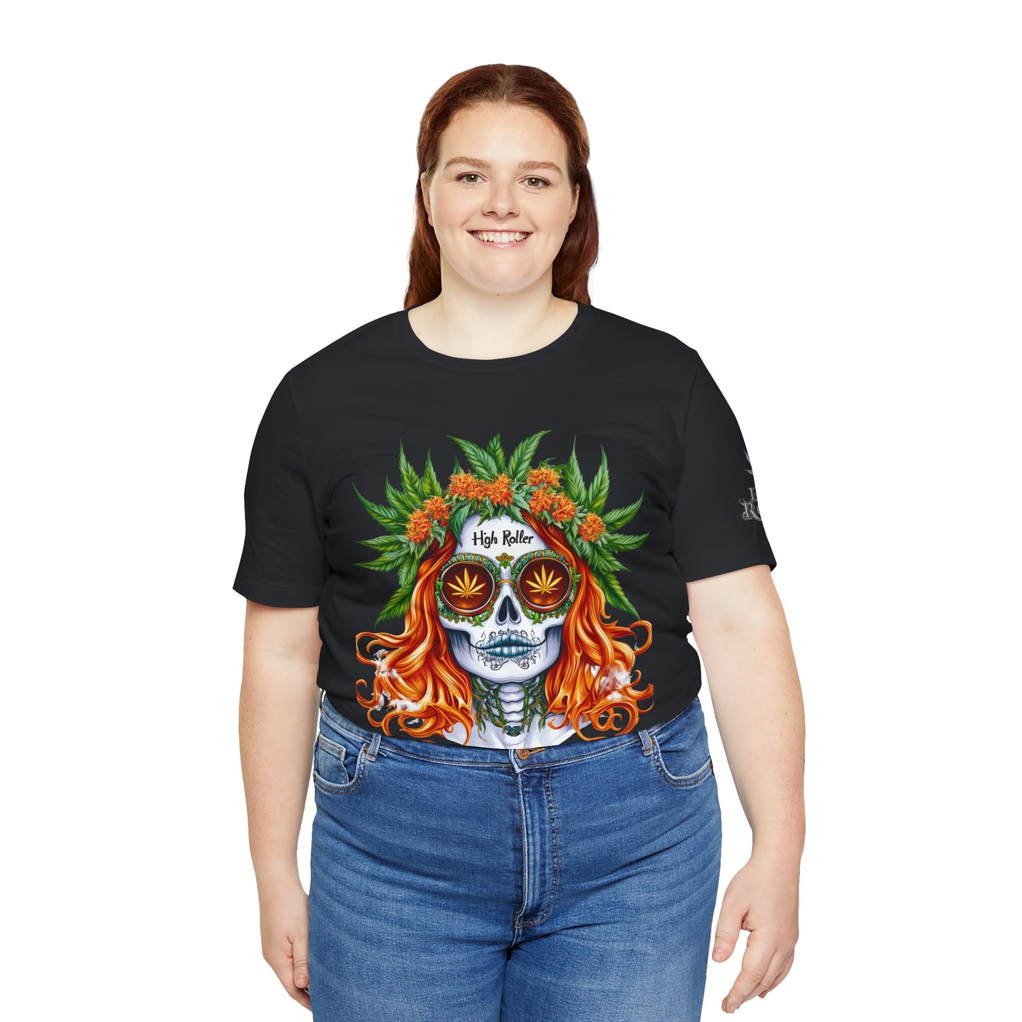 Sugar Skull Cannabis Tee - Day of Dead Art Design | High Roller