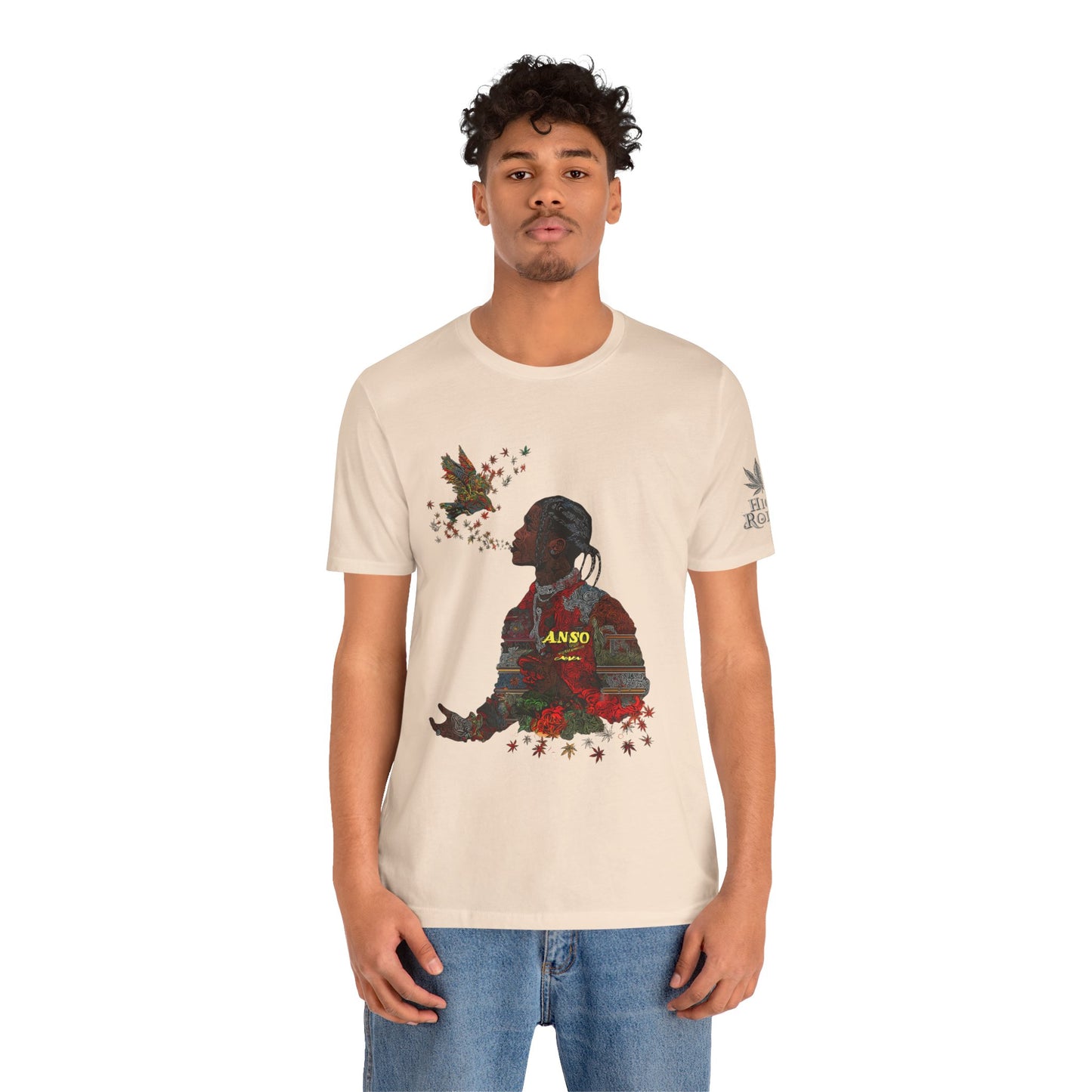 High Roller ANSO Freedom Eagle Cannabis T-Shirt - Premium 420 Artistic Double Exposure Urban Culture Liberation Apparel