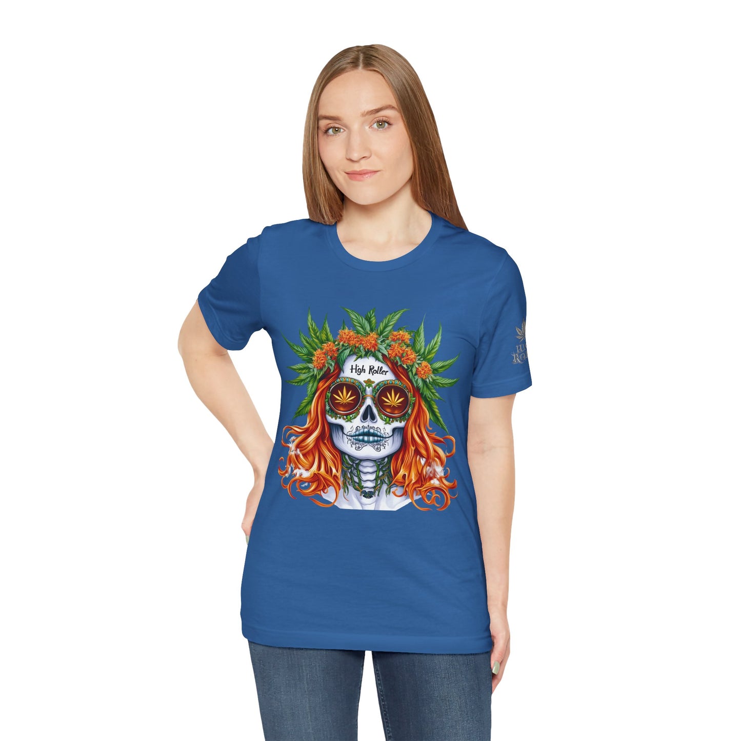 Sugar Skull Goddess Tee - Premium Airlume Cotton Cannabis Culture Day of Dead Art