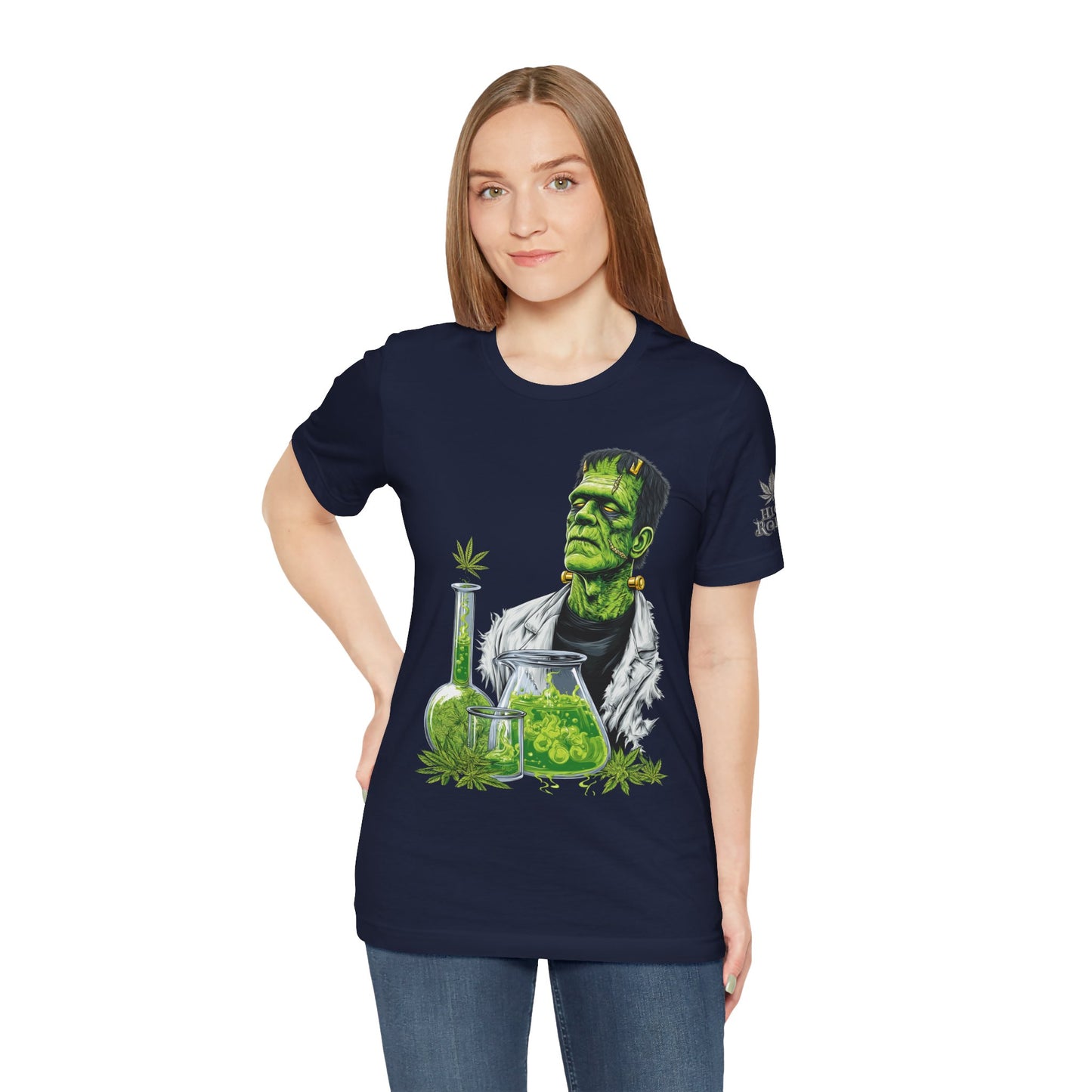 Frankenstein's Laboratory HIGH ROLLER Halloween Cannabis T-Shirt - Premium Monster Scientist 420 Experiment Apparel