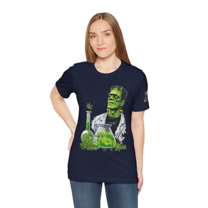 Frankenstein's Laboratory HIGH ROLLER Halloween Cannabis T-Shirt - Premium Monster Scientist 420 Experiment Apparel
