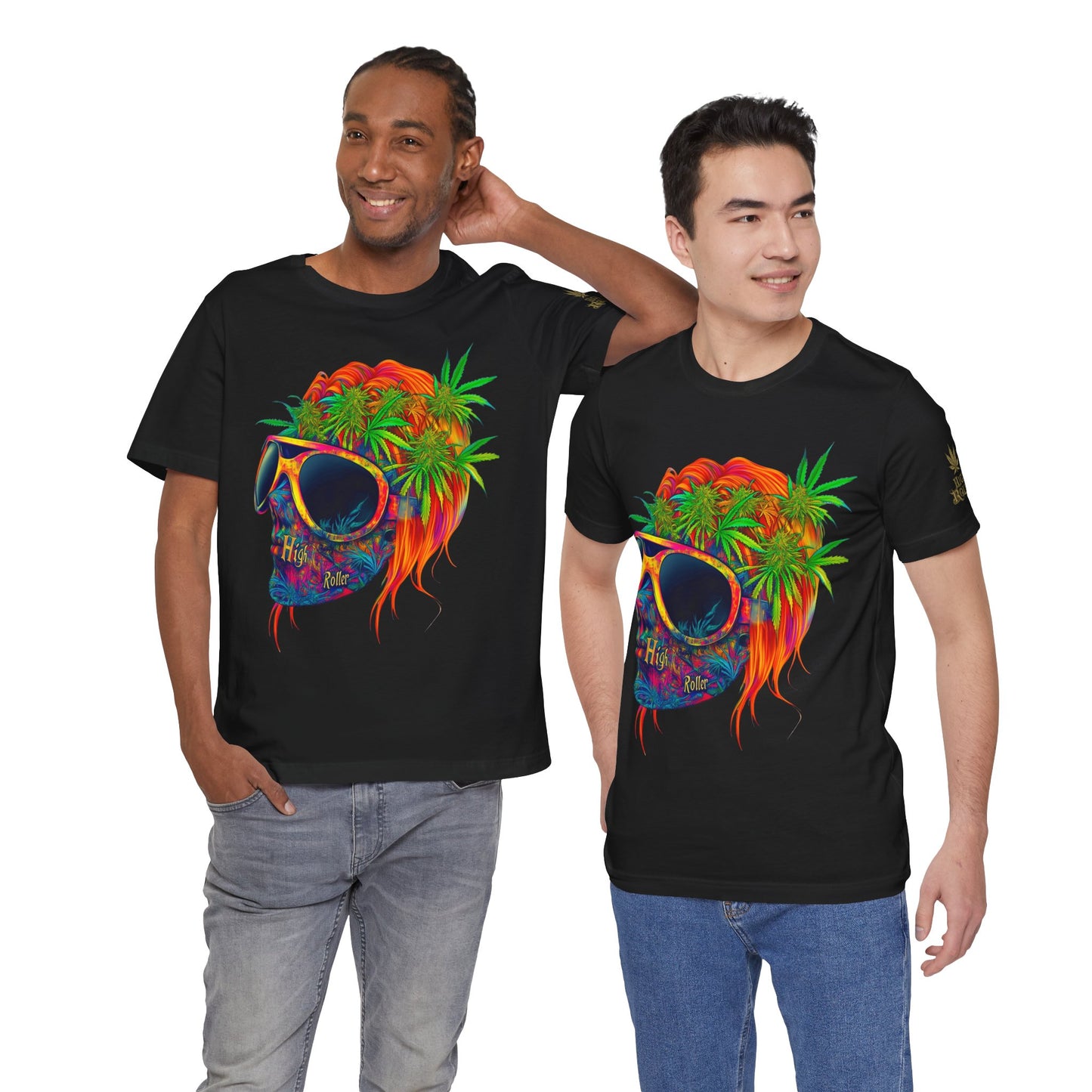 Tropical Cannabis Skull Tee - Paradise Vibes Art Design | High Roller
