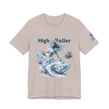 Chrome Wave Goddess Tee - Premium Airlume Cotton Cannabis Culture Surf Art