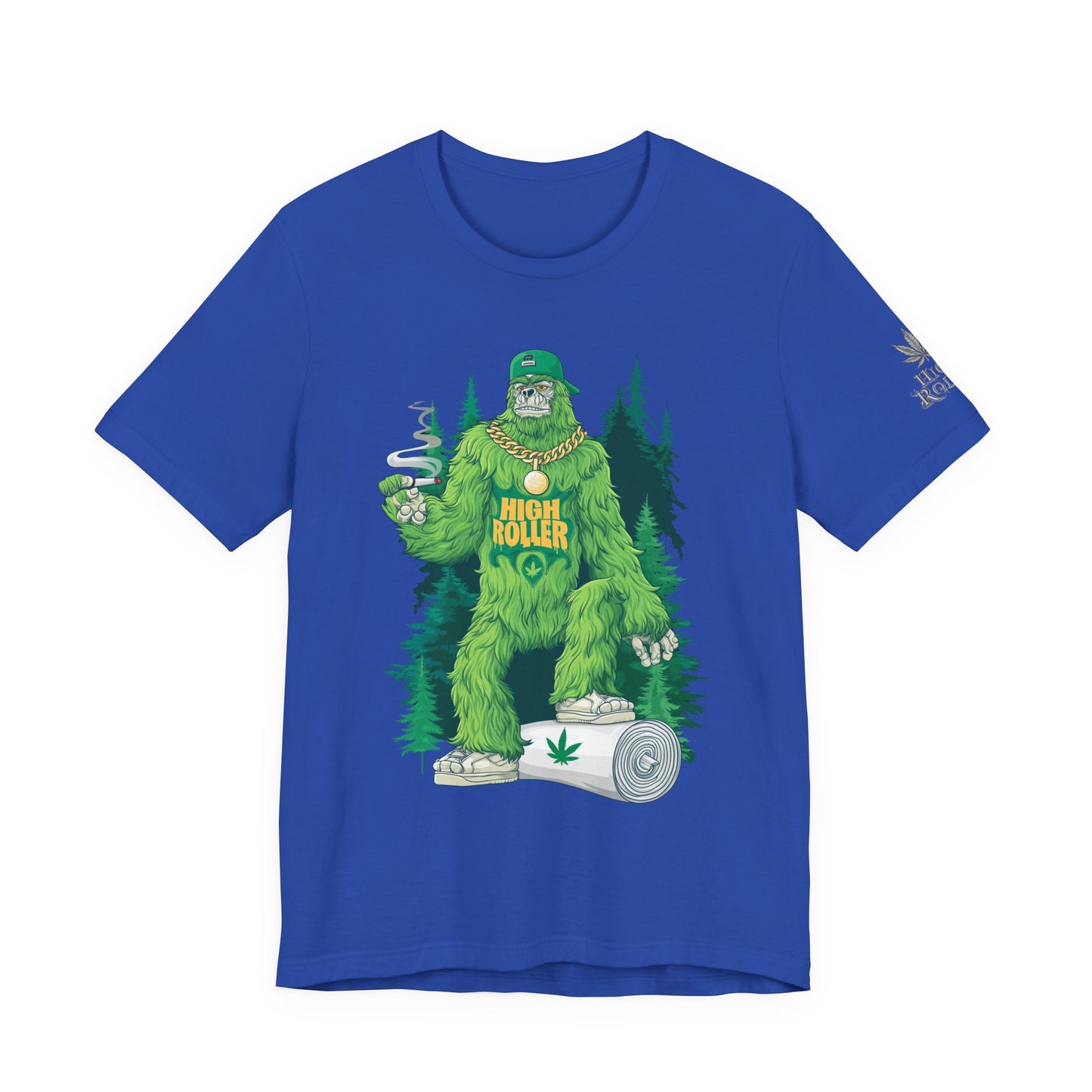 Bigfoot HIGH ROLLER Halloween Cannabis Forest T-Shirt - Premium Sasquatch Lifestyle Legend 420 Apparel