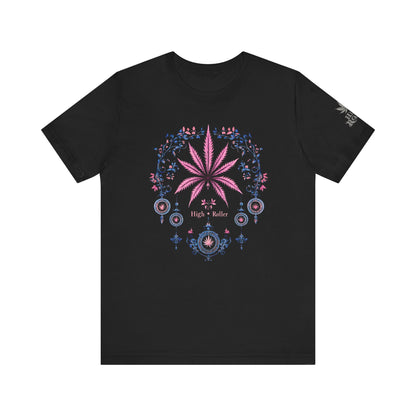Bohemian Cannabis Mandala Tee - Floral Folk Art Design | High Roller